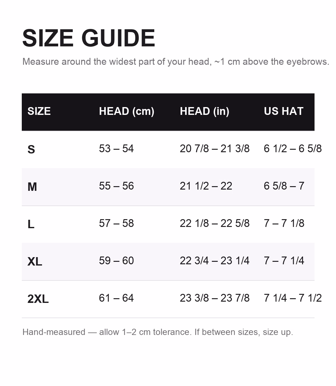 Space Cruiser size guide