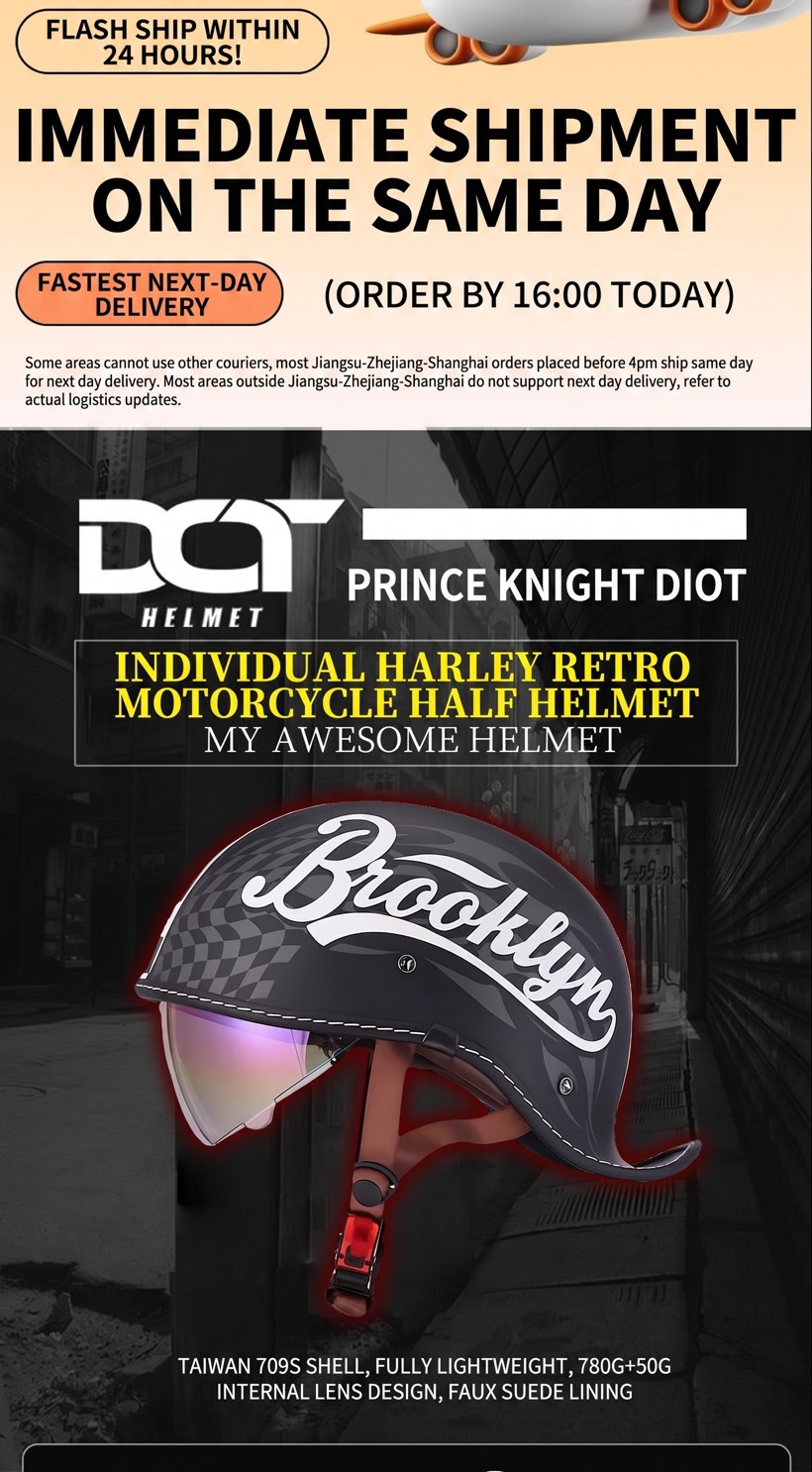 DCT retro cruiser half helmet detail 3