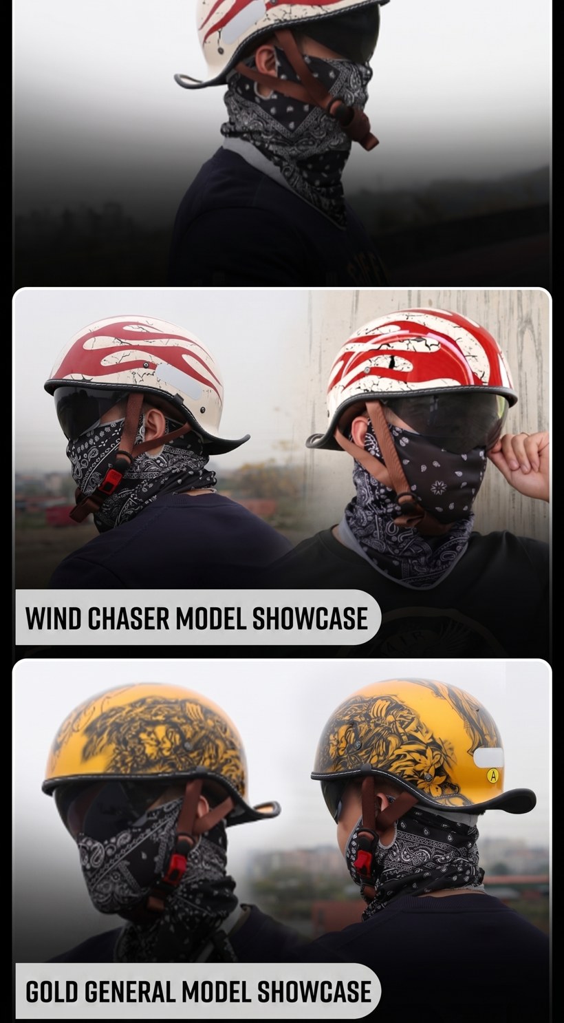 DCT retro cruiser half helmet detail 15