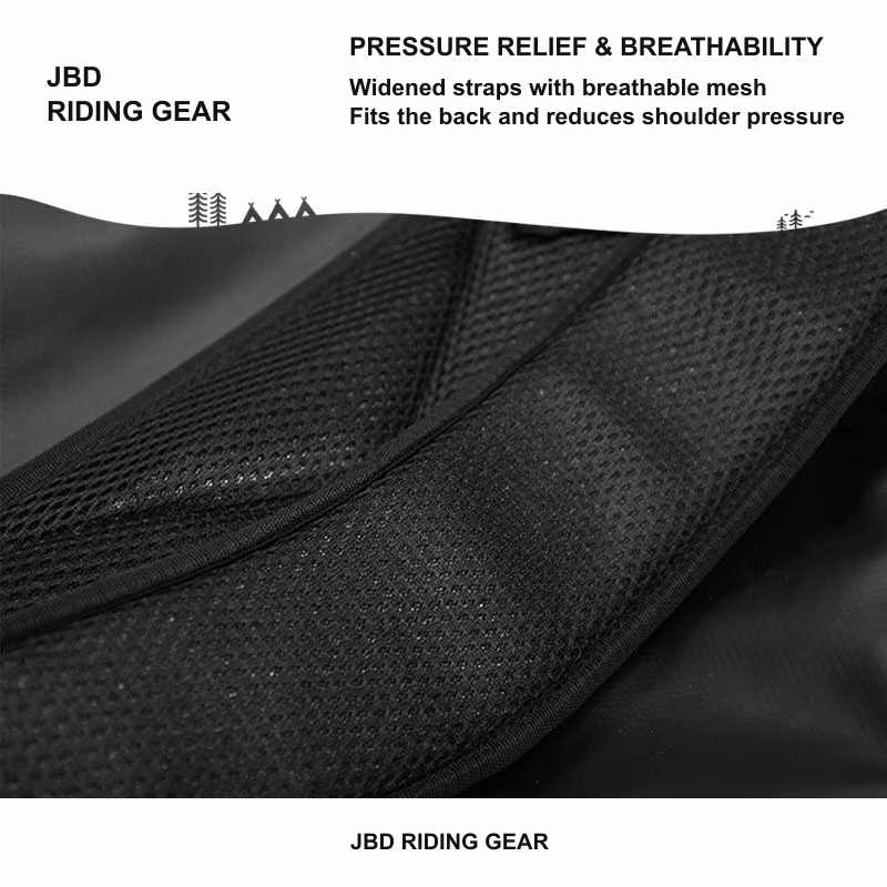 Close-up feature detail of the Roadforge Hardcase Backpack showing padded black breathable mesh shoulder straps.